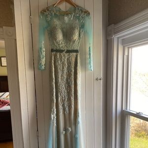 Sheer sequinned prom dress